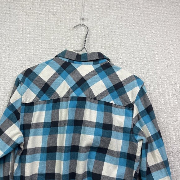 DJAB Simons Button Up Shirt Camp t Men Sz S White / Blue Plaid Surfer Skater - Picture 12 of 13